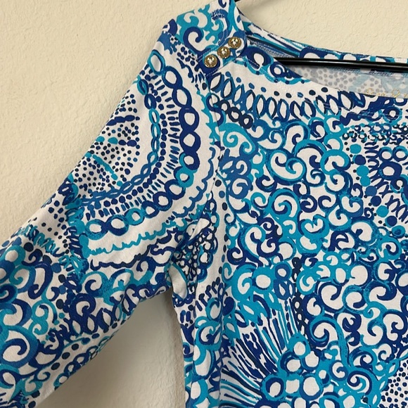 Lilly Pulitzer Sophie Dress UPF 50+ in blue and white coral - Picture 2 of 4